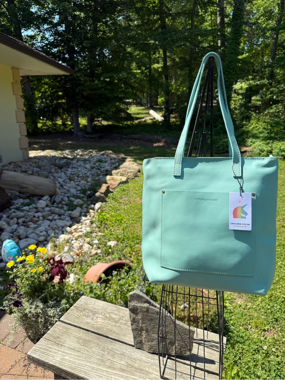 Mint Green Women's Tote Bag with Front Pocket